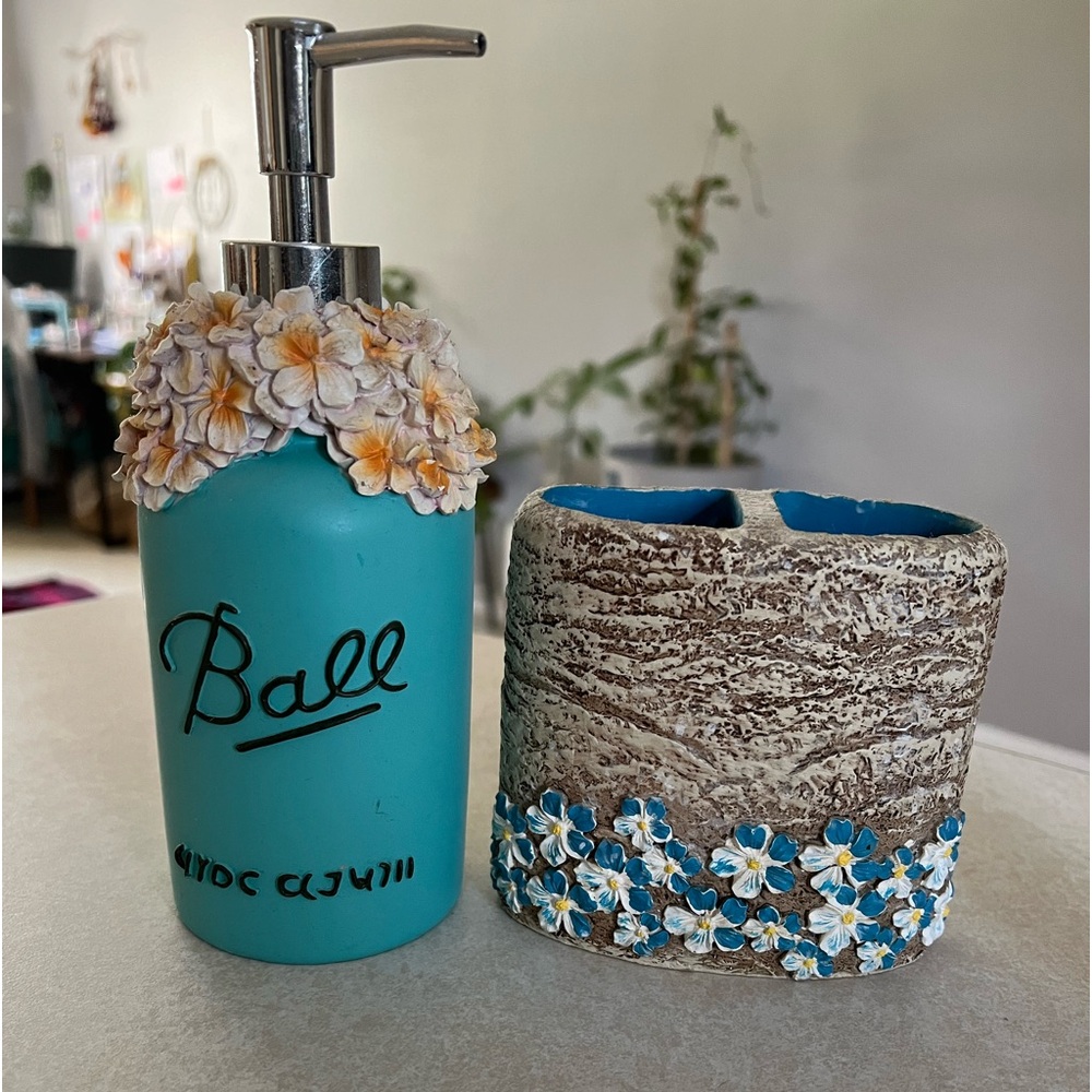 Soap dispenser and toothbrush holder